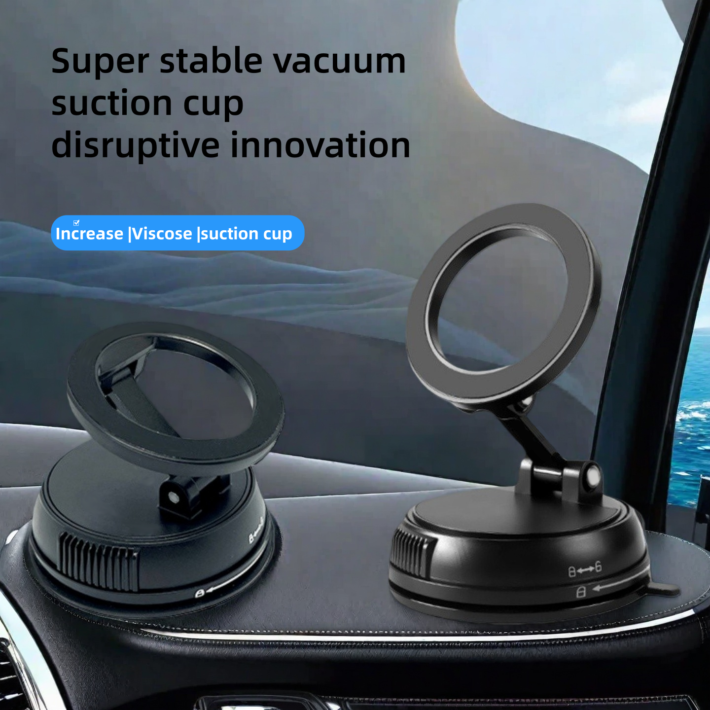 360° Rotating Vacuum Adsorption Car Mount C-09 Universal Foldable Magnetic Phone Holder - 图片 3