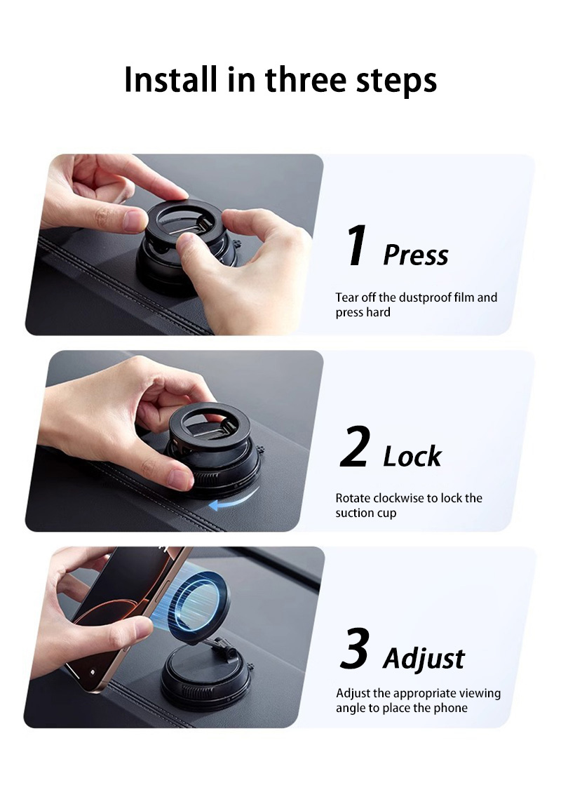 360° Rotating Vacuum Adsorption Car Mount C-09 Universal Foldable Magnetic Phone Holder - 图片 2