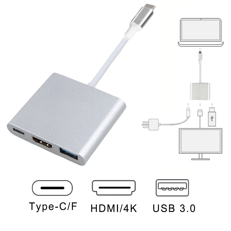 Type-C Hub 4K HDMI USB 3.0 PD SD Card Reader Adapter for Switch Laptop PC Office