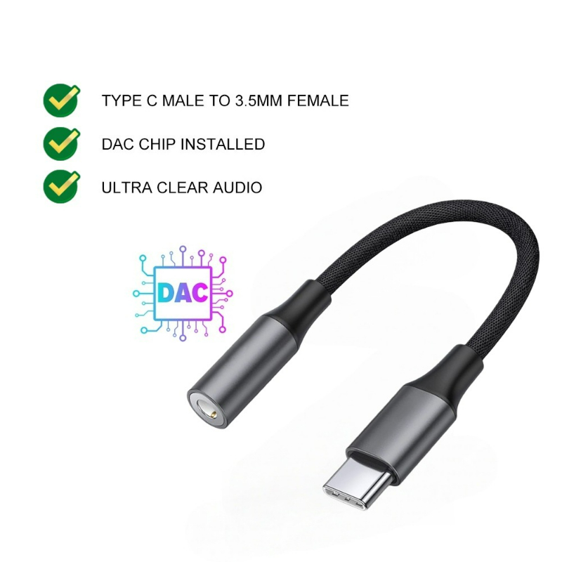 DAC USB Type C to 3.5mm Jack Audio Adapter Headphones Earphone Connector for SmartPhone Accessories - Image 3