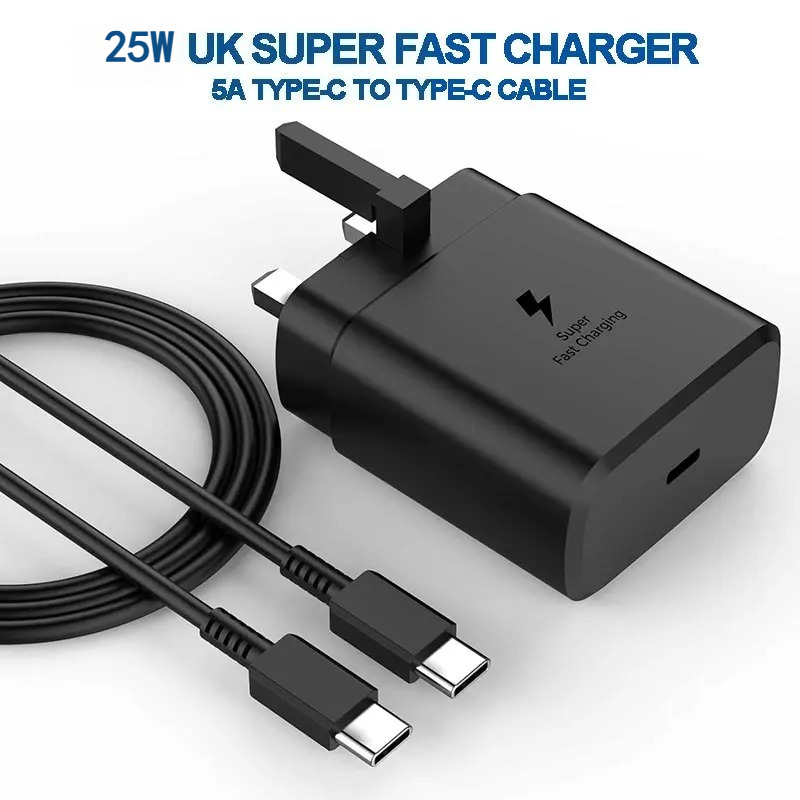 25W PD Super Fast Charger USB-C Wall Adapter with Type-C Cable for Samsung Galaxy - Image 3