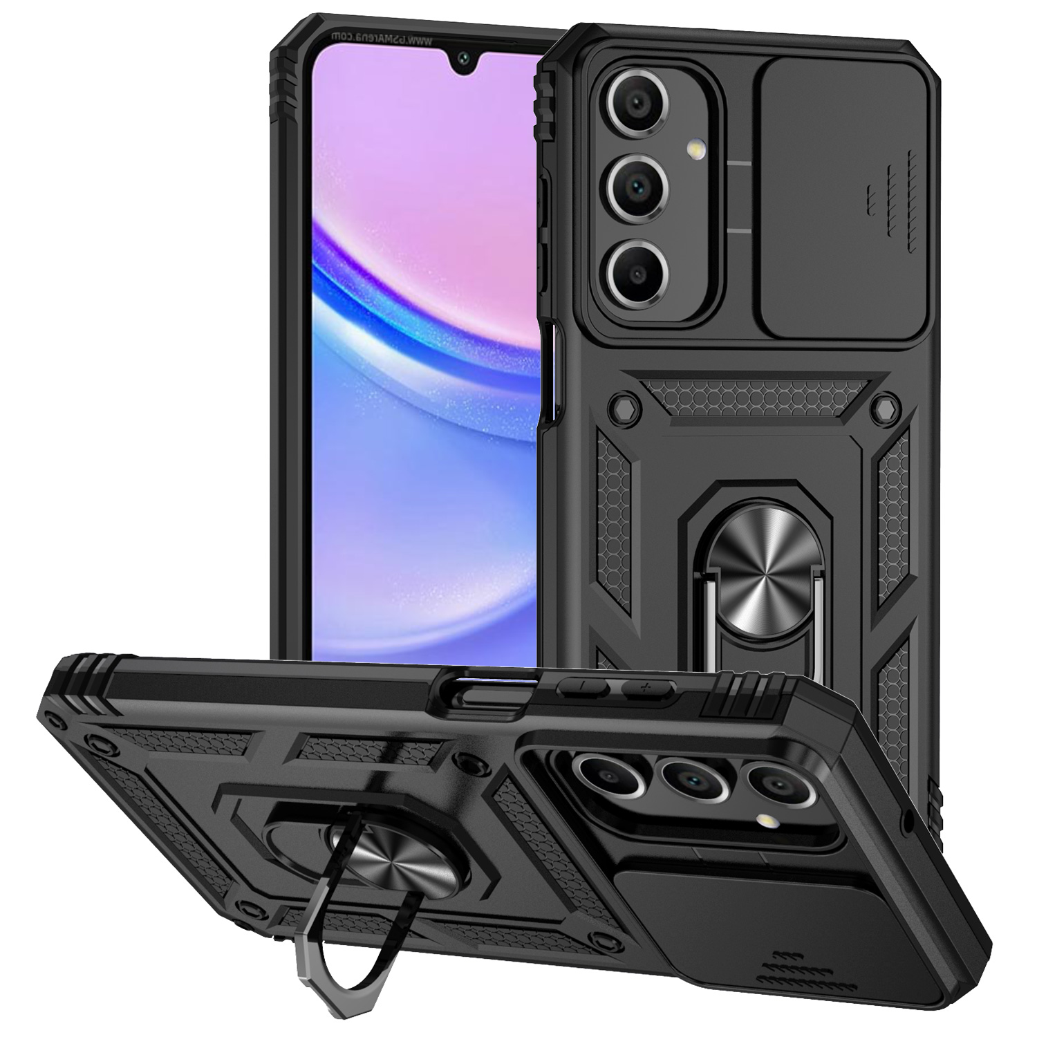 Armor Shockproof Ring Stand Holder Case for Samsung Galaxy A16 Slide Camera Lens Protect Cover - Image 2