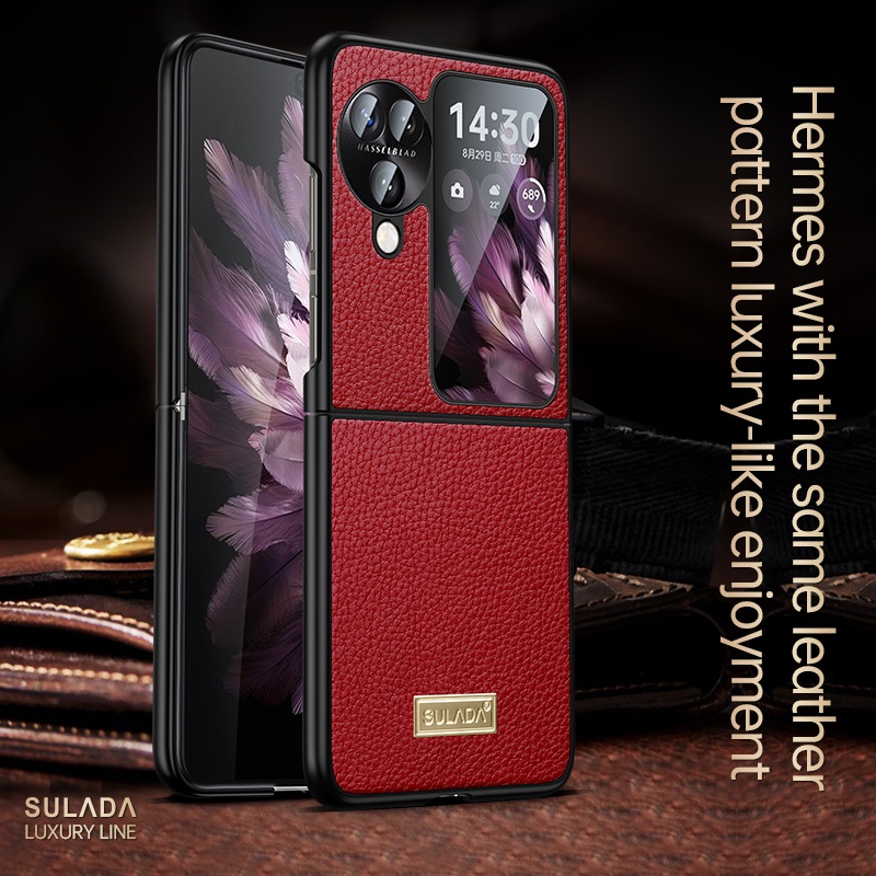 Anti-DROP Foldable Casing Leather Pattern for OPPO Find N3 Flip with Camera Protection Cover Phone Case - Image 3