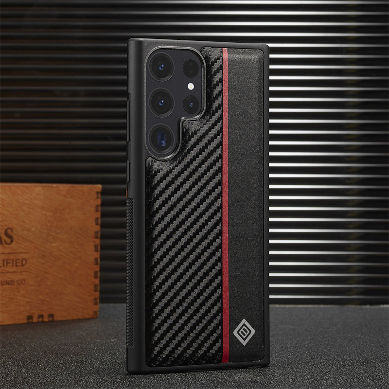 S25 S25Ultra Phone Case For Samsung for Galaxy S25 Ultra Half-Wrapped Case SamsungS25+ S25 S24 S23 Plus PU Carbon Fiber Black Protect Cover - Image 2