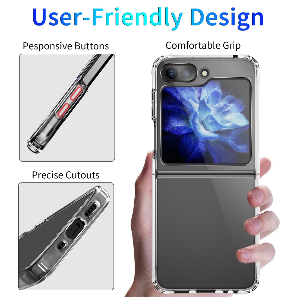 Clear Bumper Wireless Charging Durable Casing Z Flip 6 Zflip 5 7FE Transparent for Samsung Galaxy Z Flip6 Flip5 Phone Case - Image 2