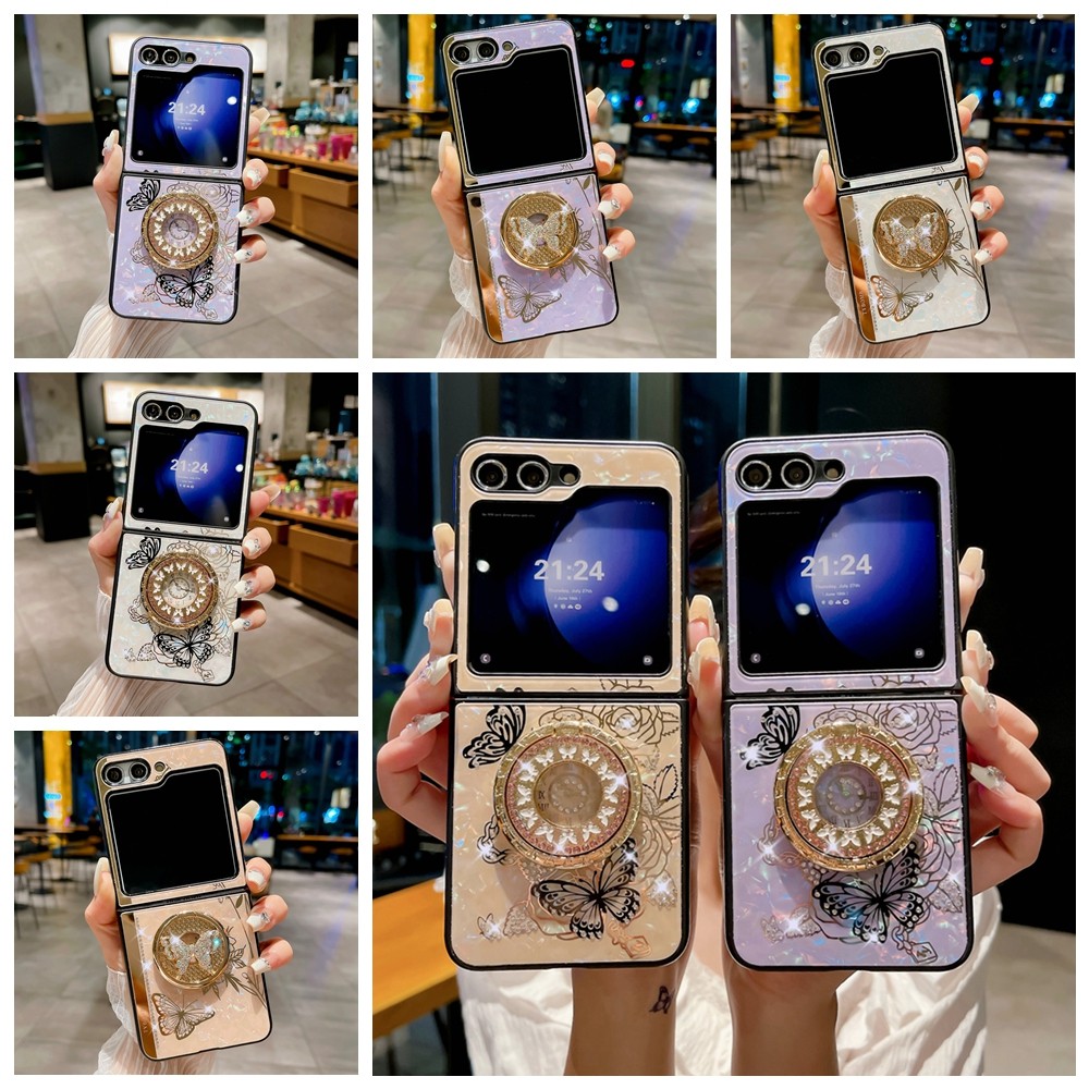 Elegant Flower Casing for Samsung Galaxy Z Flip 7FE 6 5 4 3 Trendy Design Pattern Zflip3 Flip4 Flip5 Flip6 with Bracket Phone Case - Image 2