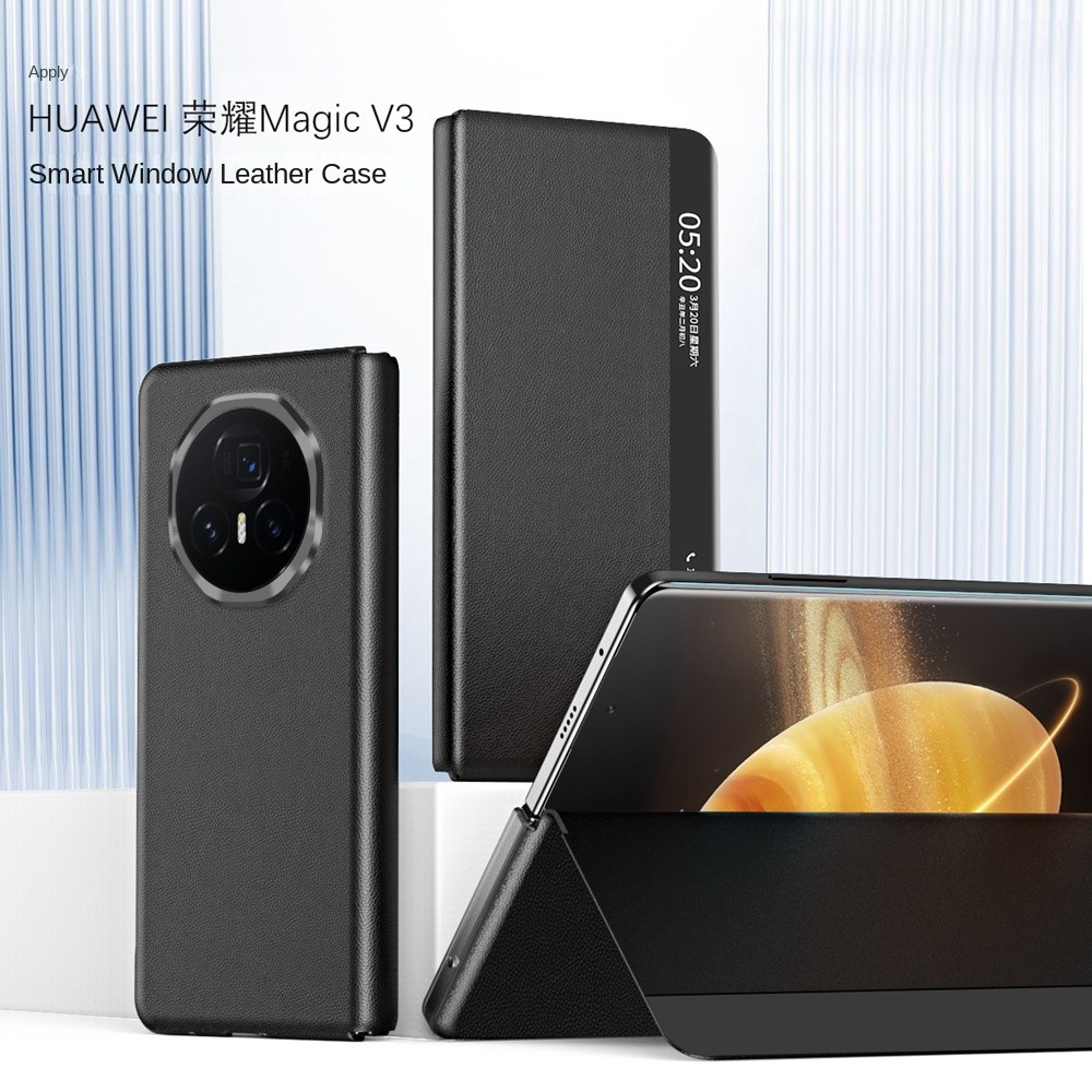 Shockproof Leather Dust Proof Luxury Casing Magic V3 Classic for Honor MagicV3 Premium Smart Window Phone Case - Image 3