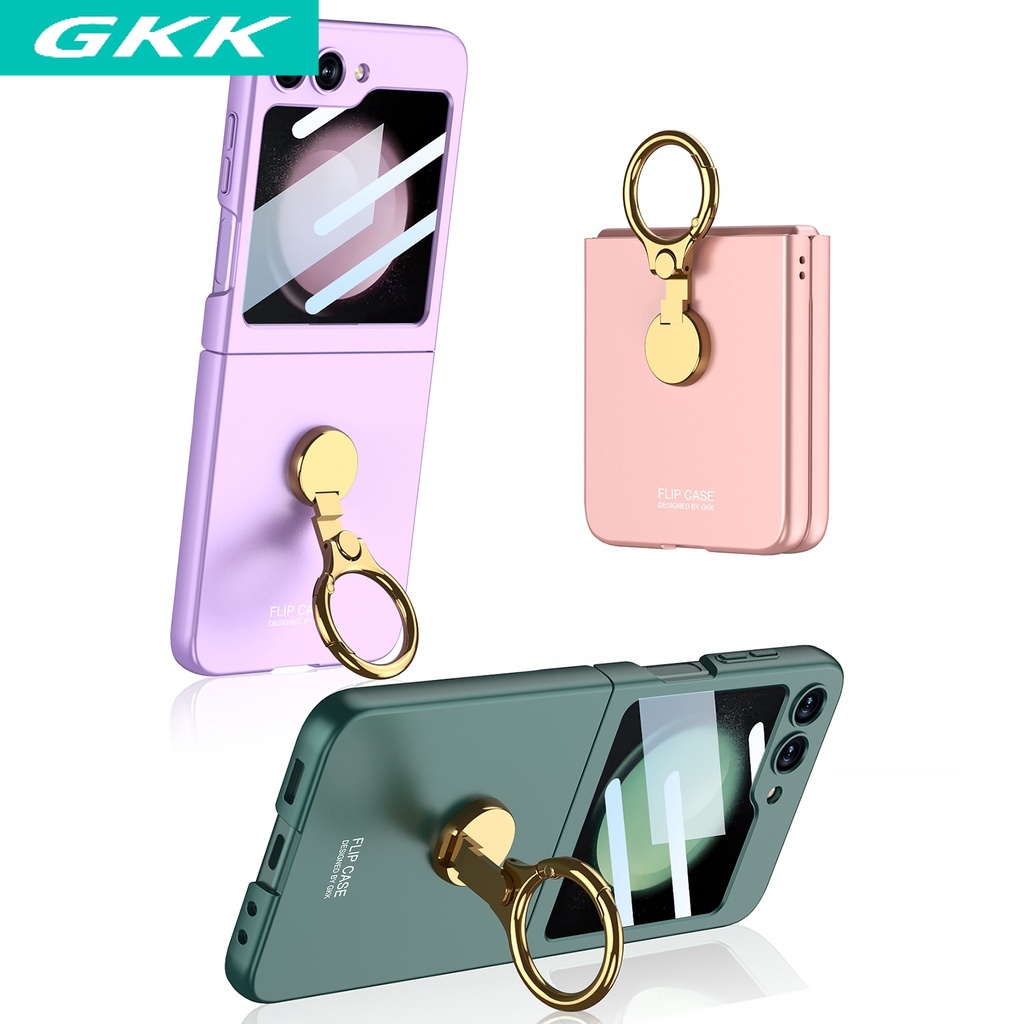 Couple Plain Purity Casing for Samsung Galaxy Z Flip 5 With Ring Holder Samsung Z Flip5 Flip Z 5 Protection Phone Case - Image 2