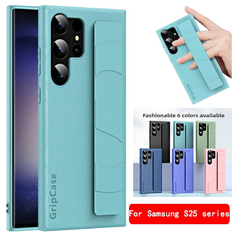 Anti-DROP Holder PU Leather Casing for Samsung Galaxy S25 S24 S23 S22 Ultra Fashion Design Simple Glossy S25 S25+ S24 S24Plus S23 S23+ S22 S22+ Premium Phone Case