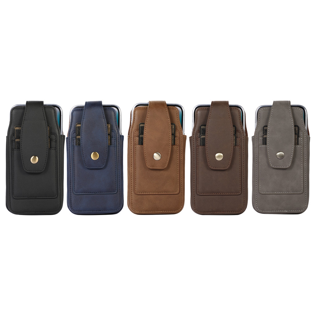 PU Leather Card Holder Belt Clip Wallet Case Phone Waist Bag For 6.7inch PU Holster Pouch Leather Belt Clip Case Waist Bag - Image 3