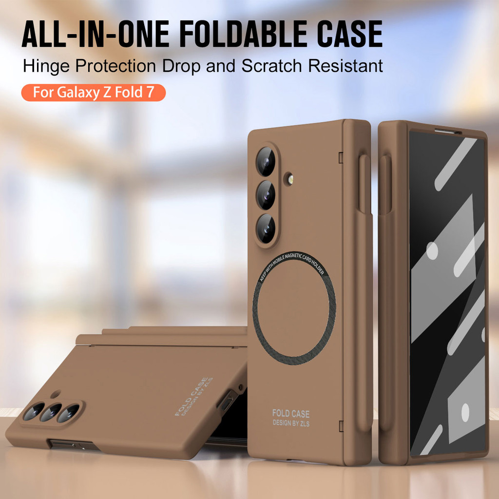 Magnetic Pen Slot Anti-Scratch Case Z Fold 7 6 for Samsung Galaxy Z Fold7 Fold6 Back Phone Casing