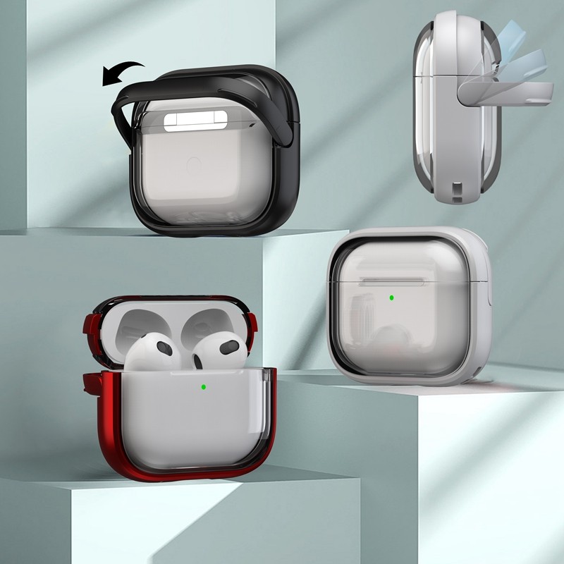 Portable Stand Earphone Case for Airpods 4 ANC Clear Shell for AirPods 1/2/3/Pro Pro2 Anti Falling Cover with Rng Buckle - Image 2
