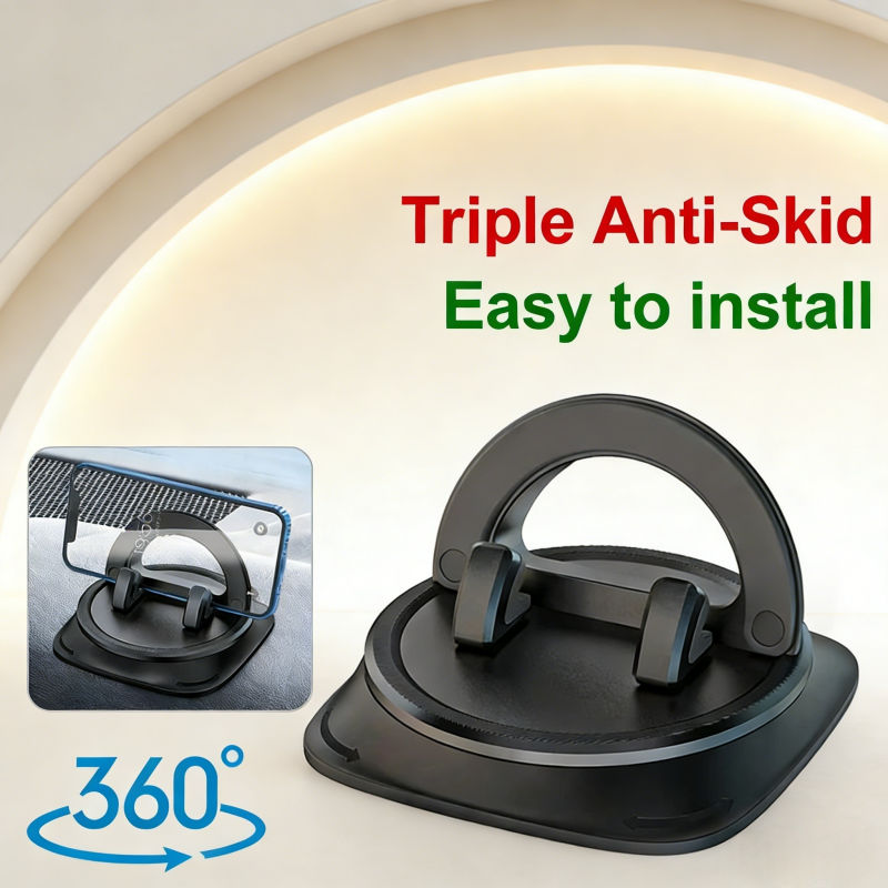 Universal Car Dashboard Phone Holder 360° Rotatable ABS Triple Anti-Skid Anti-Slip Silicone - Image 6