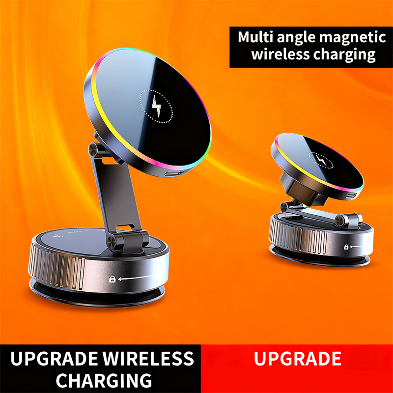 Magnetic Wireless Super Fast Charger 360 Degree Rotation Car Phone Holder with Vacuum Adsorption for Dashboard - Image 7
