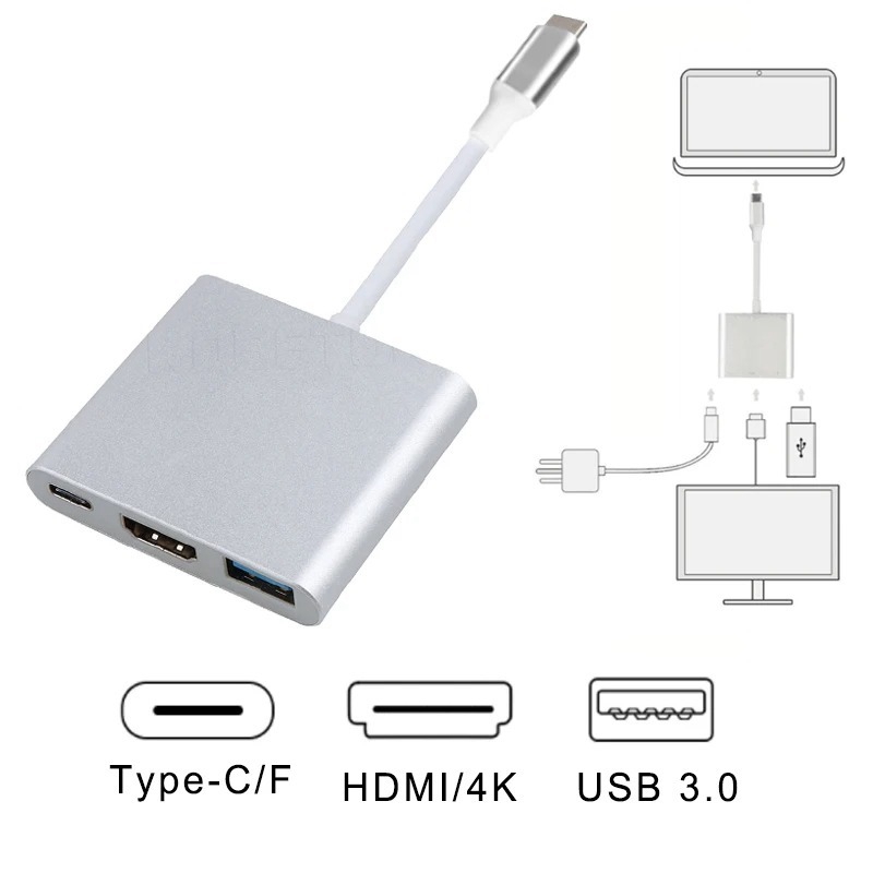 3-in-1 USB C Hub 4K HDMI PD Splitter Type-C OTG Adapter Cable for MacBook Laptop - Image 2
