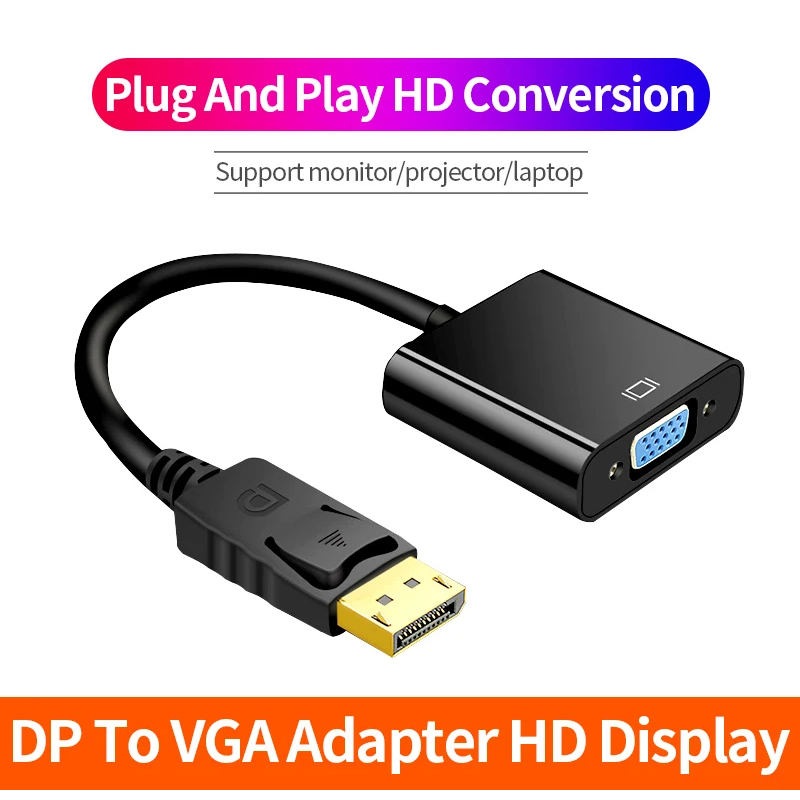 DisplayPort to VGA Adapter Cable DP Male to VGA Female Converter for Projector TV Monitor Laptop - Image 2