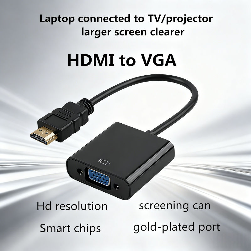 1080P HDMI to VGA Adapter Cable with Audio Jack Converter for PC Laptop Monitor Projector TV - Image 2