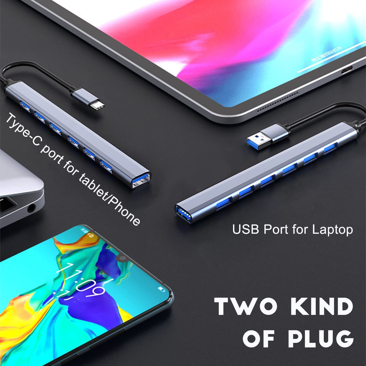 USB 3.0 Type C 7 Ports HUB Expander Splitter High Speed OTG Adapter Docking Station For Laptop PC Hard Drive Mouse Keyboard - Image 3