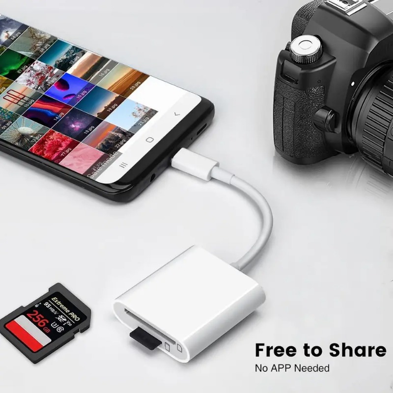 Type C TF SD Card Reader 2-in-1 OTG Hub Adapter USB Splitter for Phone Camera Laptop - Image 2