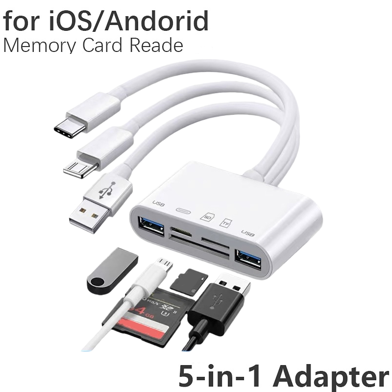 TF SD Card Reader USB Hub Type C Adapter Lighting 3 in 5 Universal For iPhone iPad Macbook Laptop USB2.0 - Image 3