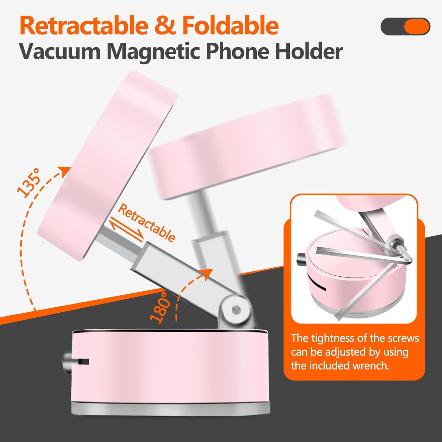 Mini Portable Vacuum Magnetic 360° Rotation Foldable Car Phone Holder Dashboard Bracket for Navigation - Image 5