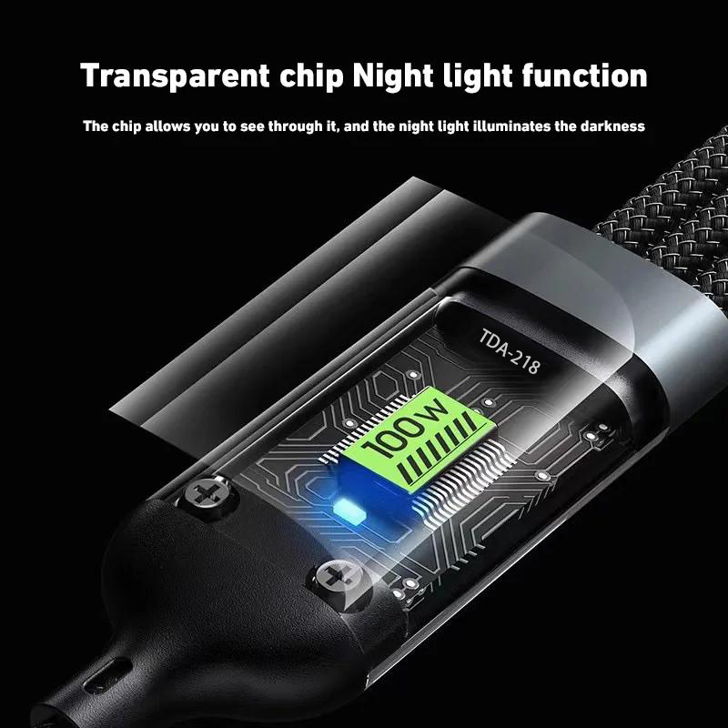 3-in-1 USB To Type-C Micro Fast Charger Cable for IPhone Samsung Xiaomi Huawei 100W 5A Fast Charging - Image 2