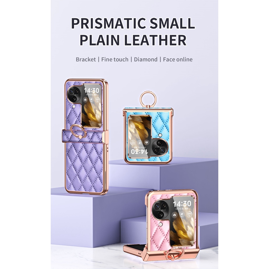 Plain Simple Electroplated Casing for OPPO Find N3 Flip Plating Classic N3Flip With Ring Holder Phone Case