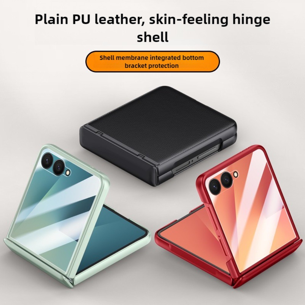 PU Leather Hinge Phone Case with Built-in Screen Protector For Samsung for Galaxy Z Flip 7 Flip7 5G 2025 Shockproof Protective Cover