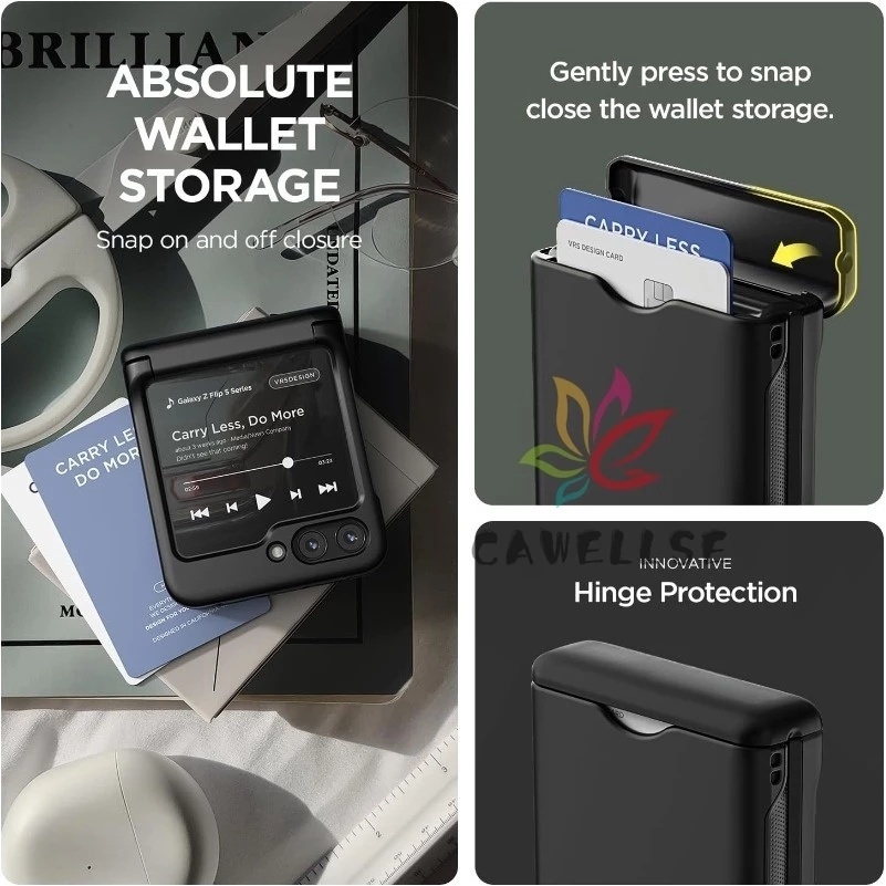 Bumper Morden Wallet Casing for Samsung Galaxy Z Flip 7FE 7 6 5 4 Creative Design Spring Hard PC Zflip7 Flip4 Flip5 Flip6 Flip7FE with Card Slot Phone Case
