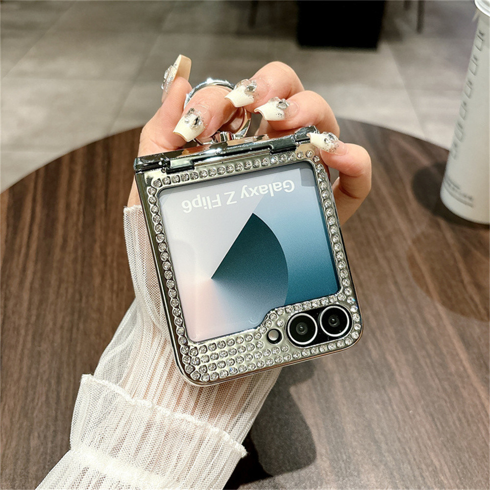 Shockproof Aesthetic Casing for Samsung Galaxy Z Flip7FE Flip6 Flip5 Beautiful Design Luxury Shiny Z Flip 6 Zflip 5 With Ring Holder Phone Case