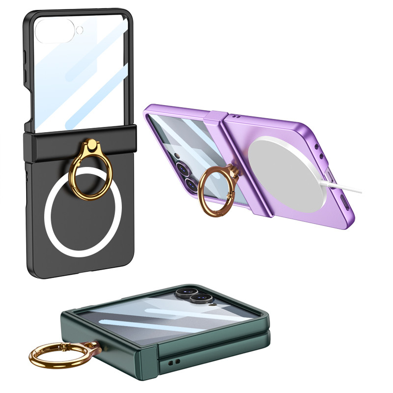 Anti-fingerprint Wireless Charging Trendy Design Case Z Flip7 Flip Z7 for Samsung Galaxy Z Flip 7 With Ring Holder Phone Casing