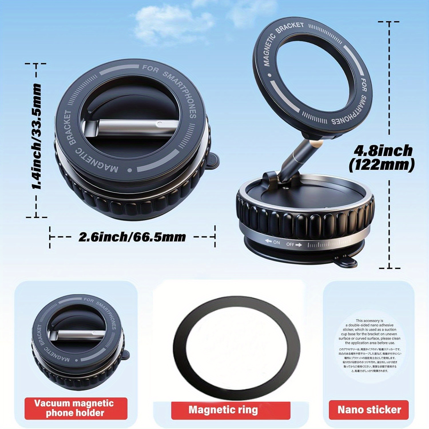 Super Upgraded Vacuum Magnetic Car Phone Holder 360° Reinforced Ultra Suction Cup Phone Holder K11 - Image 5
