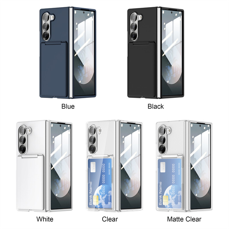 Bumper Matte Casing for Samsung Galaxy Z Fold6 Fold5 Unique Design Slim Plain Simple Z Fold 6 Zfold 5 With Card Slot Bracket Phone Case - Image 3