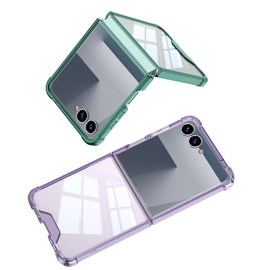 For Samsung Galaxy Z Flip 7 Aesthetic Bumper Case Ins Airbag Cushion Transparent With Ring Holder Cover - Image 3