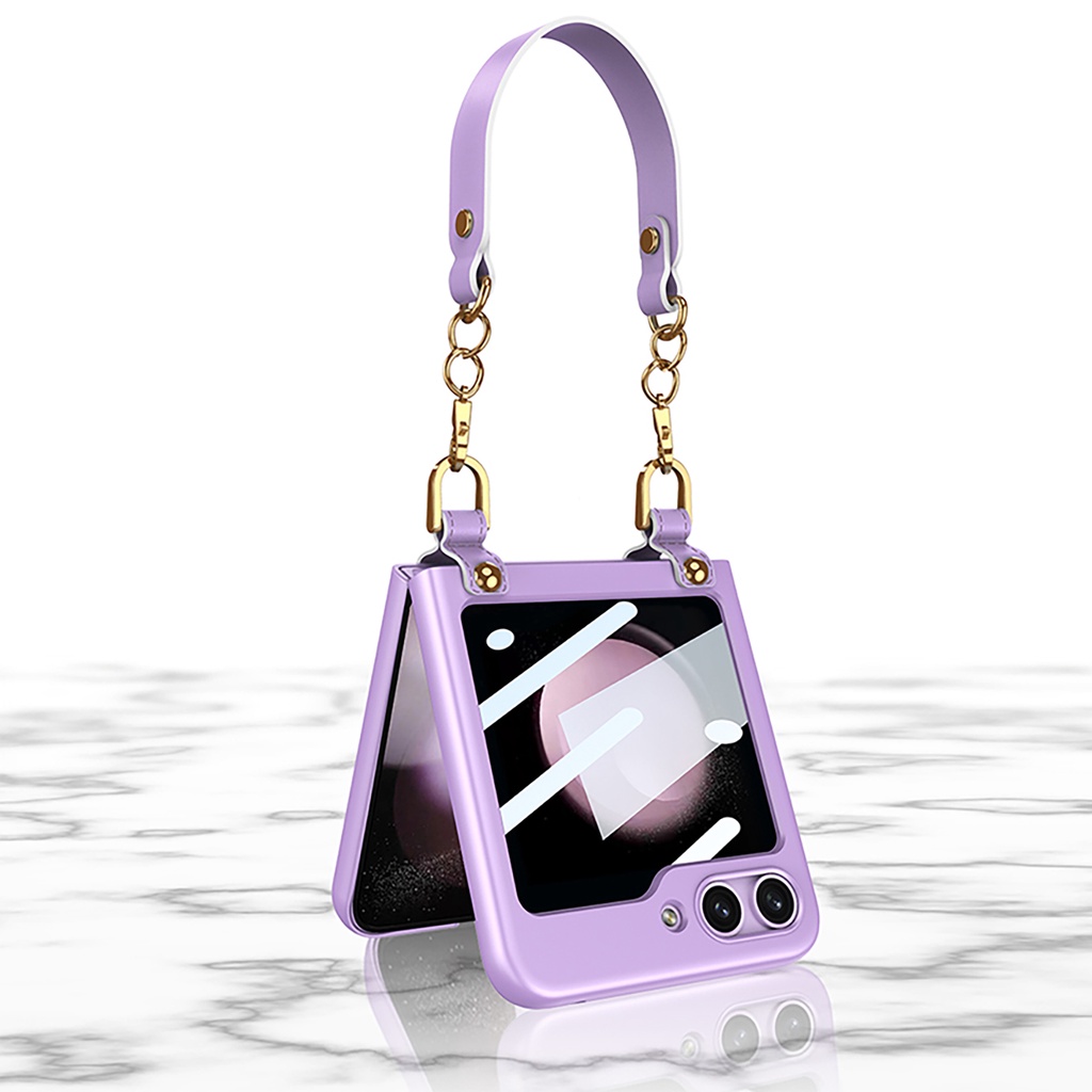 Holder Bumper Flip Plain Casing for Samsung Galaxy Z Flip 5 Lanyard Samsung Z Flip5 Flip Z 5 Protection Phone Case - Image 3