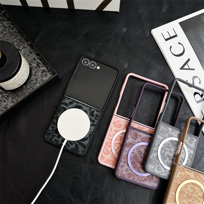 Magnetic Lens Protector for Samsung Galaxy Z Flip 7 6 5 4 3 7FE Case Durable Bumper Finewoven PU Shiny Flip5 Flip6 Flip7FE Back Phone Casing - Image 3