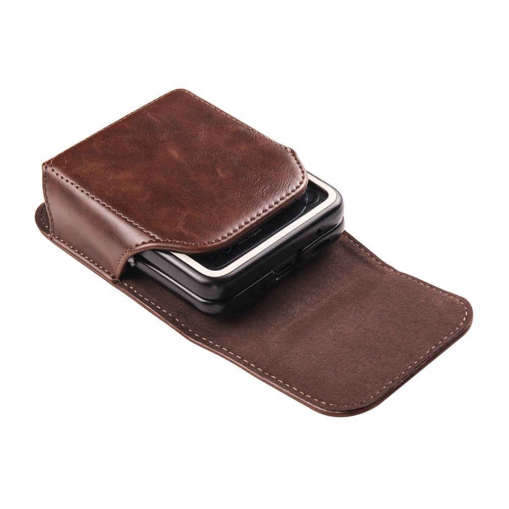 Fashion Phone Pouch For Flip PU Leather Case For Samsung Z Flip7 FE 6 5 4 3Cover Genuine Pouch Waist Bag Belt Clip Waist Bag - Image 2