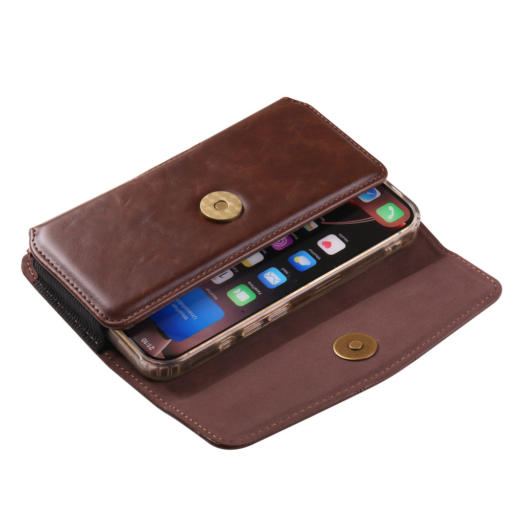Horizontal Phone Waist Bag with Pressure Line Waist Belt PU Leather Universal with Card Slot Waist Bag - Image 2