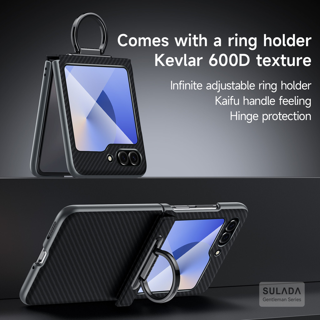 Armor for Samsung Galaxy Z Flip 7 6 5 7FE Case Business Classic Zflip7 7FE Flip6 Flip5 With Ring Holder Phone Casing