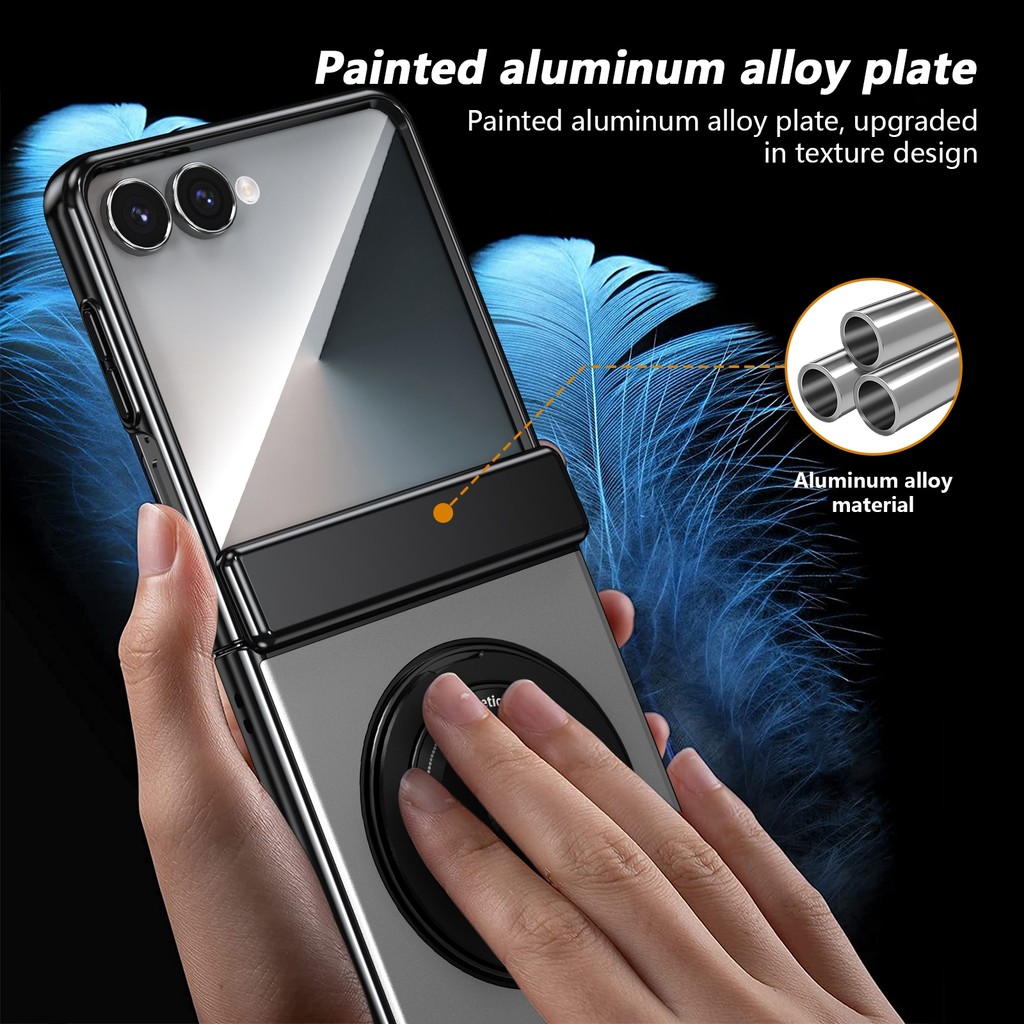 Rugged Anti-fingerprint Anti-Scratch Case Zflip3 Flip4 Flip5 Flip6 Flip7 FE Finewoven PU Classic for Samsung Galaxy Z Flip 7 6 5 4 3 With Bracket Phone Casing