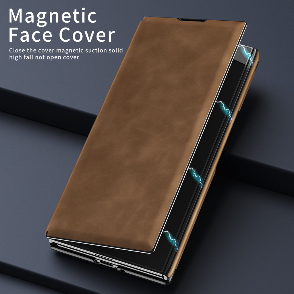 Luxury Retro Vintage for Samsung Galaxy Z TriFold Case Business Hard PC+PU Leather Blue Z TriFold With Bracket Phone Casing - Image 3