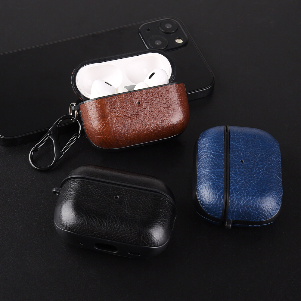 For Airpods Pro3 PU Leather Business Earphone Case Retro Airpod 4 ANC Pro2 Pro 3 Hard PC Protective Casing