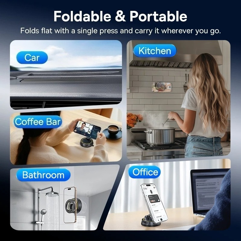 360° Rotate Adjustable Vacuum Magnetic Phone Bracket Foldable Car Mount with Suction Cup Navigation Stand Holder - Image 7