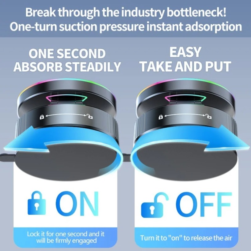 Vacuum Adsorption Magnetic Car Phone Mount 15W Fast Wireless Charging 360 Rotation Foldable - Image 6