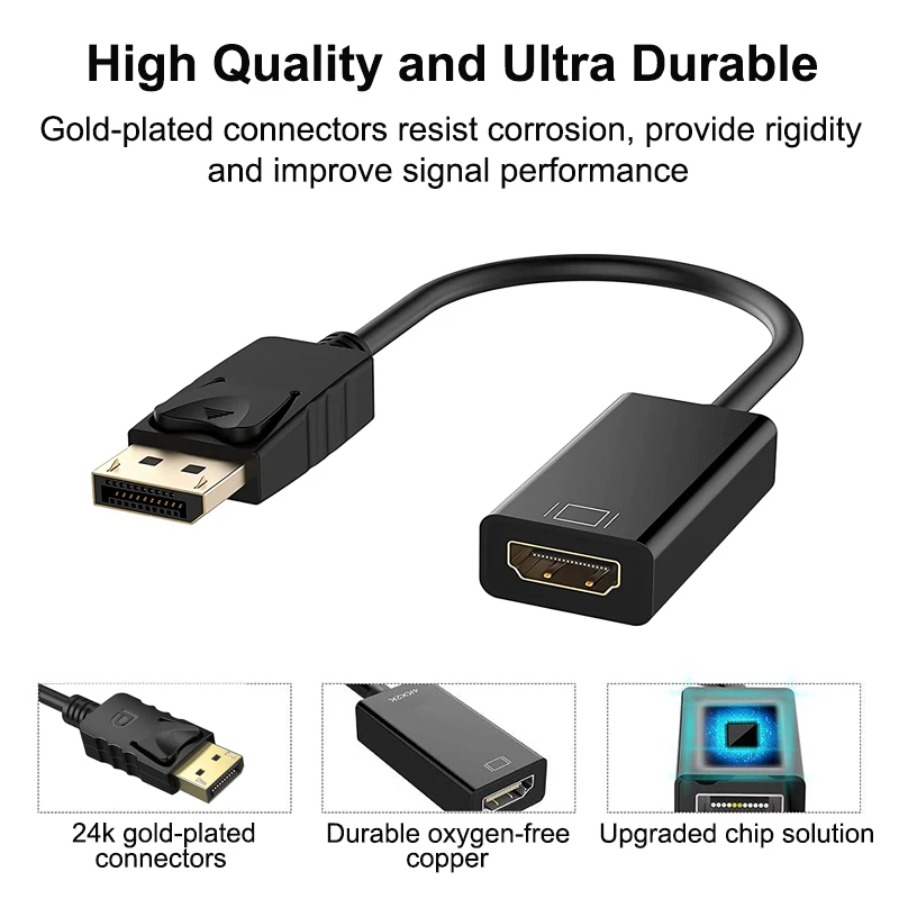 Cable Adapter Support DP to HDMI Male Female for Hp/Dell Laptop Display Port Converter 1080P