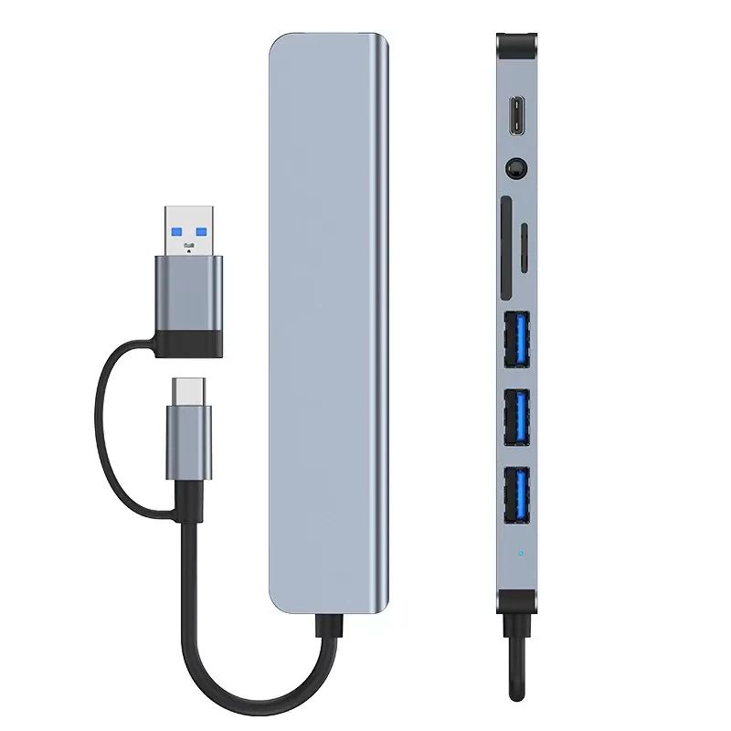 Type-C Hub 8-in-2 Splitter TF SD Card Reader USB-C Port USB 3.0 Docking Station for MacBook - Image 3