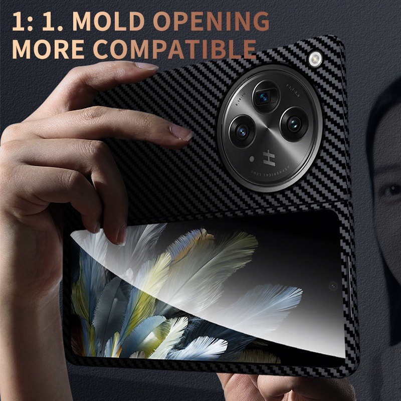 Clear Magnetic Casing for OPPO Find N3 Foldable Soft TPU Carbon Fibre Crossbody with Ring Holder Phone Case - Image 2