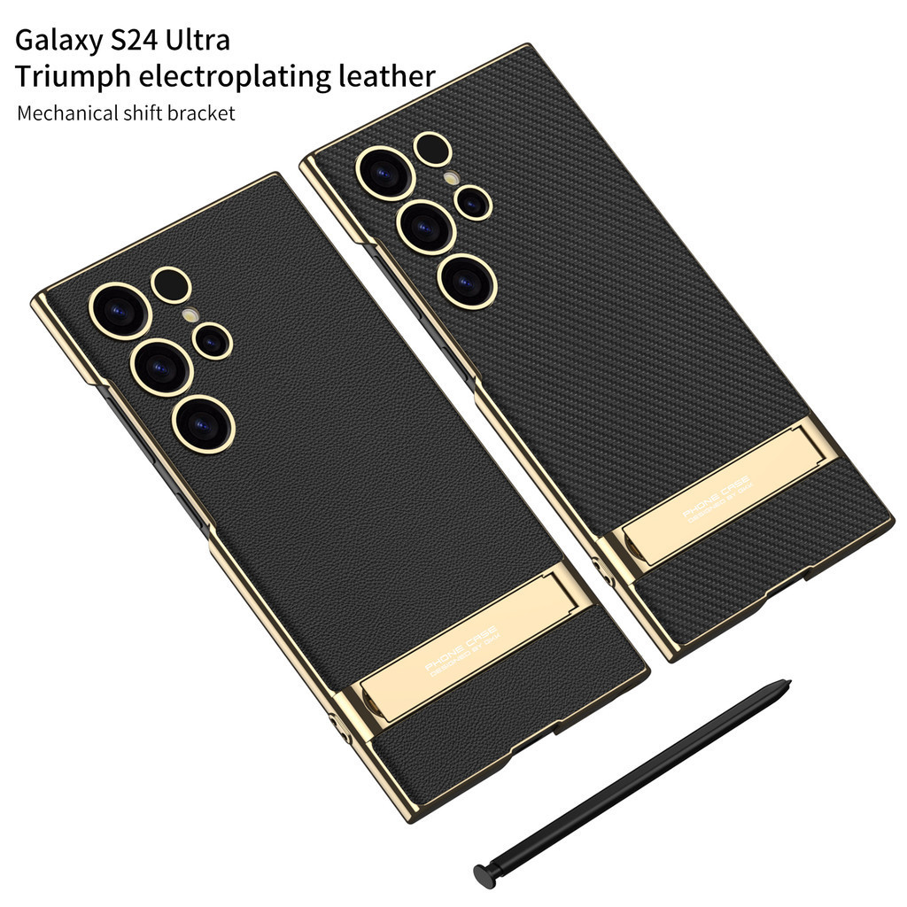Luxury Bumper Anti-DROP Casing for Samsung Galaxy S25Ultra S24 Ultra S24U Fashion Design Comfortable Hand Feed Leather Classic S24 S24Plus With Bracket Phone Case (Excluding Pens) - Image 3