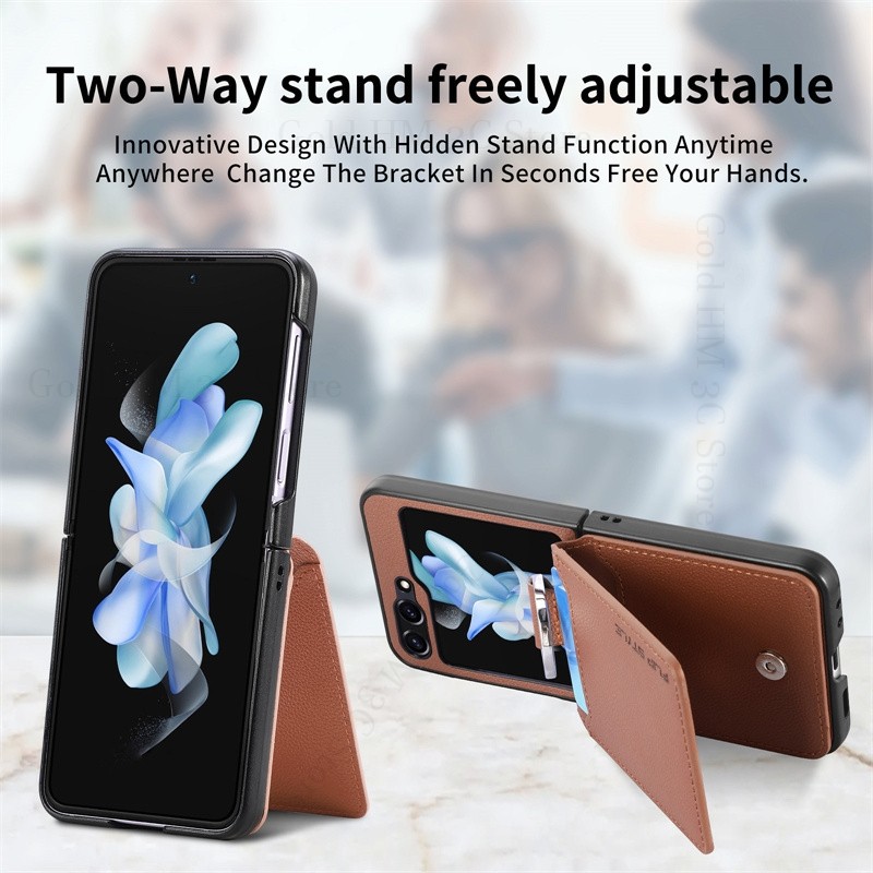 Magnetic Leather Phone Case For Samsung for Galaxy Z Flip7 5G Finger Ring Holder Card Kickstand Cover For Samsung Z Flip 7 6 5 4 5G