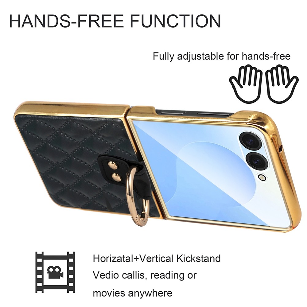 Shockproof for Samsung Galaxy Z Flip 7 Case Trendy Design Leather Candy Color Z Flip7 Flip Z7 With Ring Holder Phone Casing - Image 2